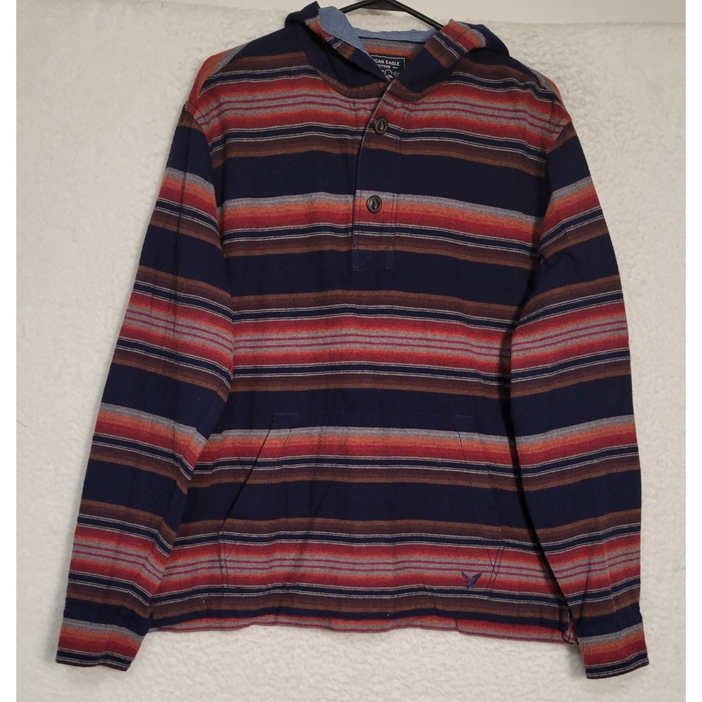 American Eagle Outfitters Hoodie Sweatshirt Size L Striped Long Sleeve 1405